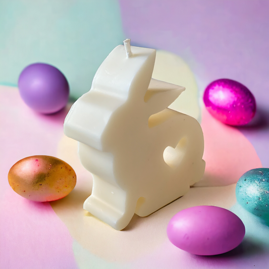 Bougie végétale parfumée, en forme de lapin avec un coeur