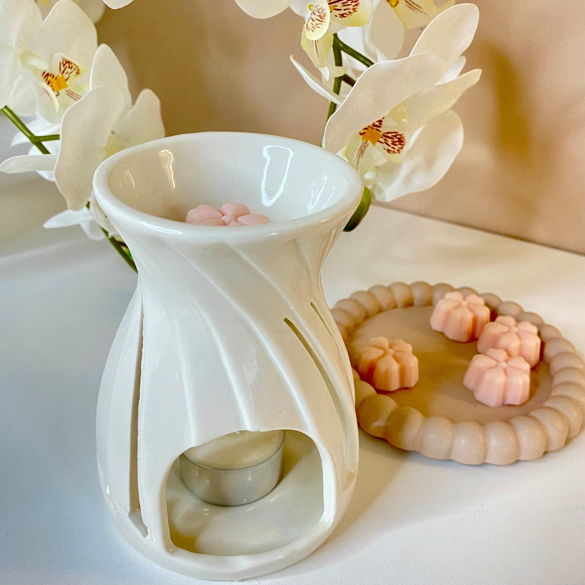 brûle parfums Corta en céramique blanche