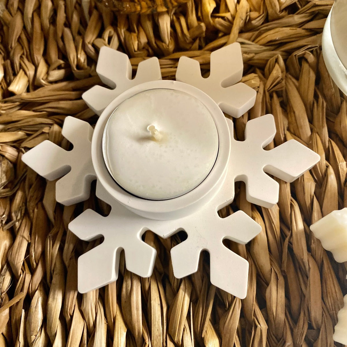 Bougeoir Flocon de neige en Jesmonite pour Noel