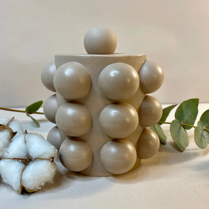 Pot Bubble ombre brulée en jesmonite avec couvercle